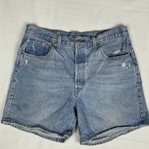 Levis 501 Jean Shorts Mens Sz 33 Original Hemmed 9" Inseam Button Fly Blue Denim